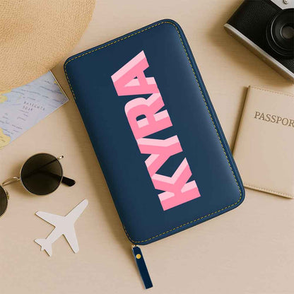 Customized Passport Case with Card Slots Faux Leather Travel Wallet & Luggage Tag Set