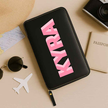 Customized Passport Case with Card Slots Faux Leather Travel Wallet & Luggage Tag Set