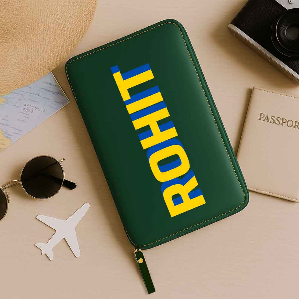 Customized Passport Case with Card Slots Faux Leather Travel Wallet & Luggage Tag Set