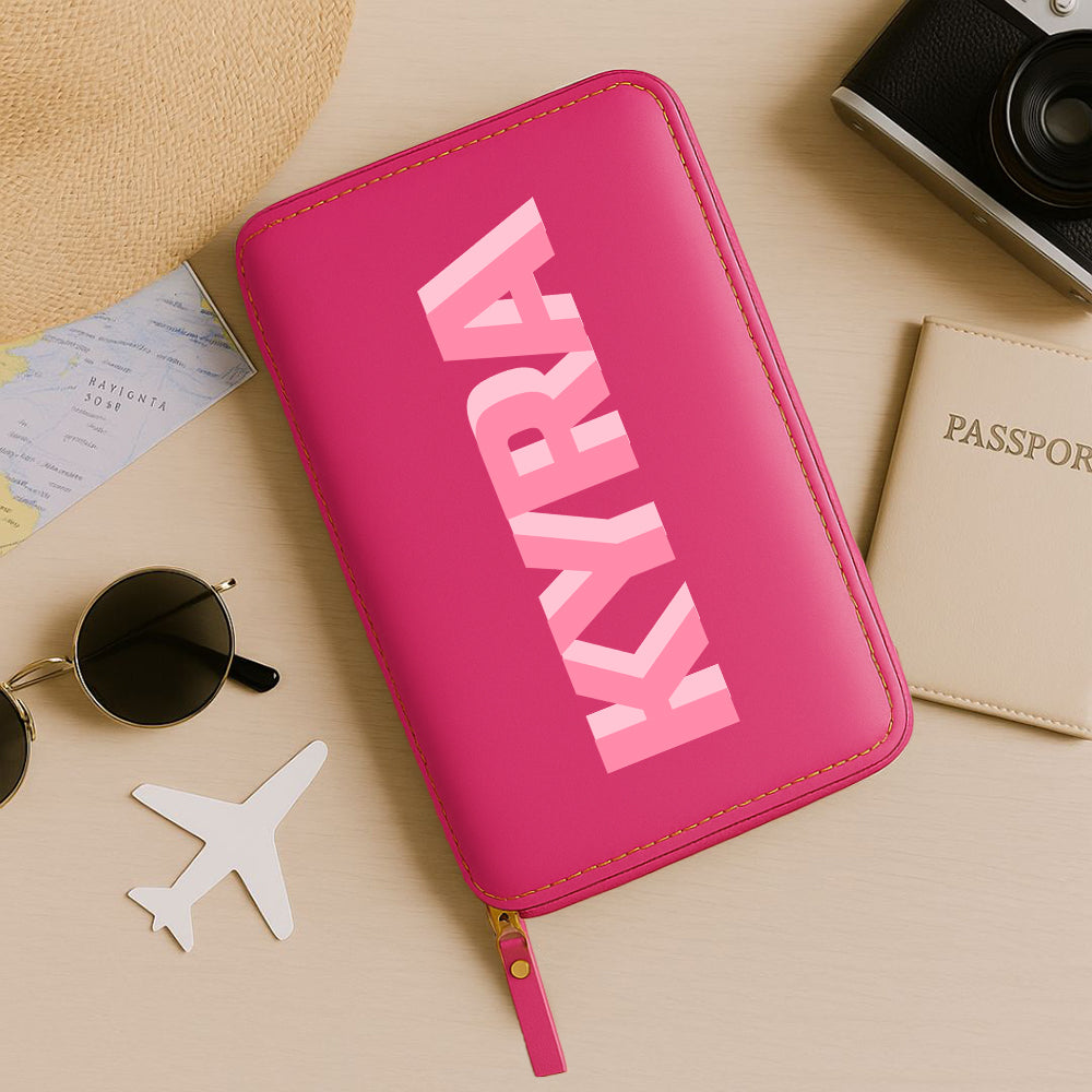 Customized Passport Case with Card Slots Faux Leather Travel Wallet & Luggage Tag Set