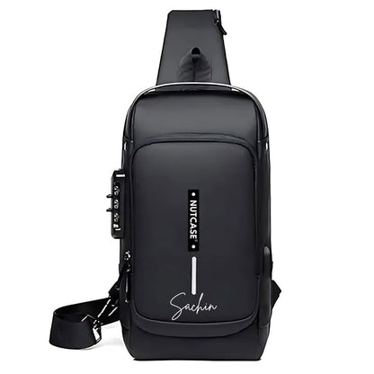 Crossbody Bag for Men | Personalized Sling Bag Side Backpack with USB Charging & Anti-Theft Lock