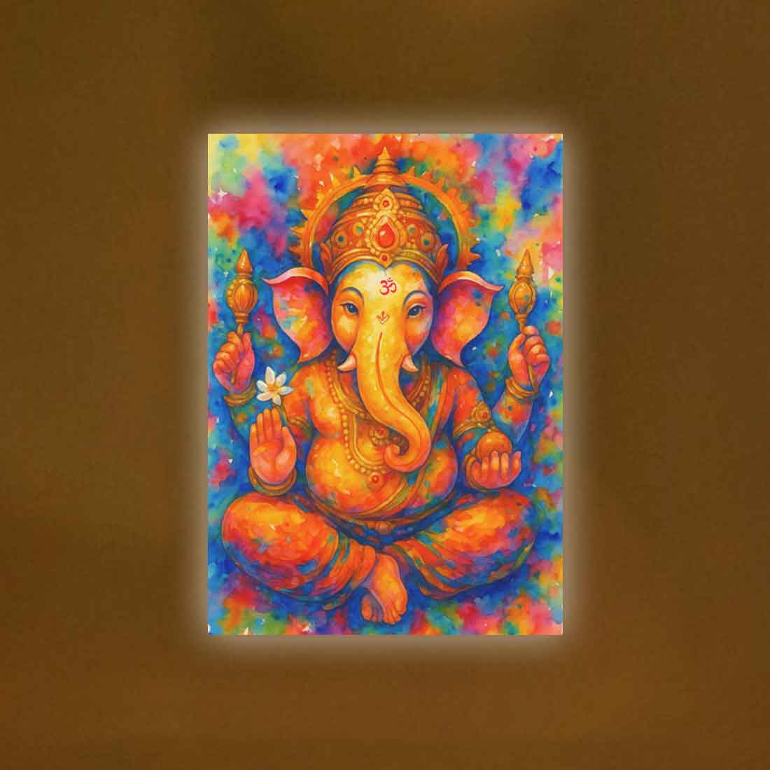 Ganesh ji Photo Frame with Glowing LED Backlight, HD Print– Ideal for Home Temple, Décor, or Gifting