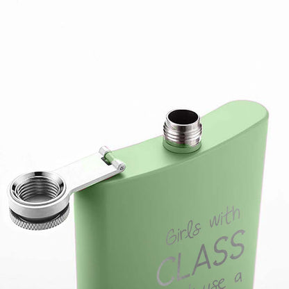 Hip Flask for Her Stainless Steel 8oz Pink Whiskey Flask with Funnel