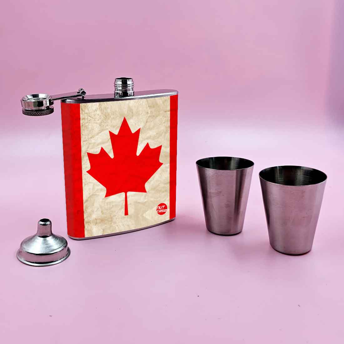 Nutcase Hip Flask Alcohol with 2 Shot Glasses Premium Whiskey Flask Gifts Set - Canada