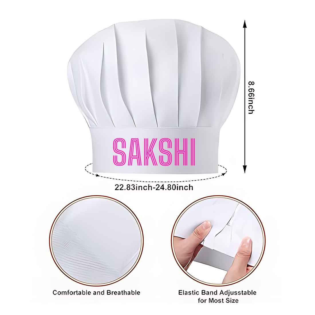 Custom Chef Skull Cap with Name - White Chef Toque