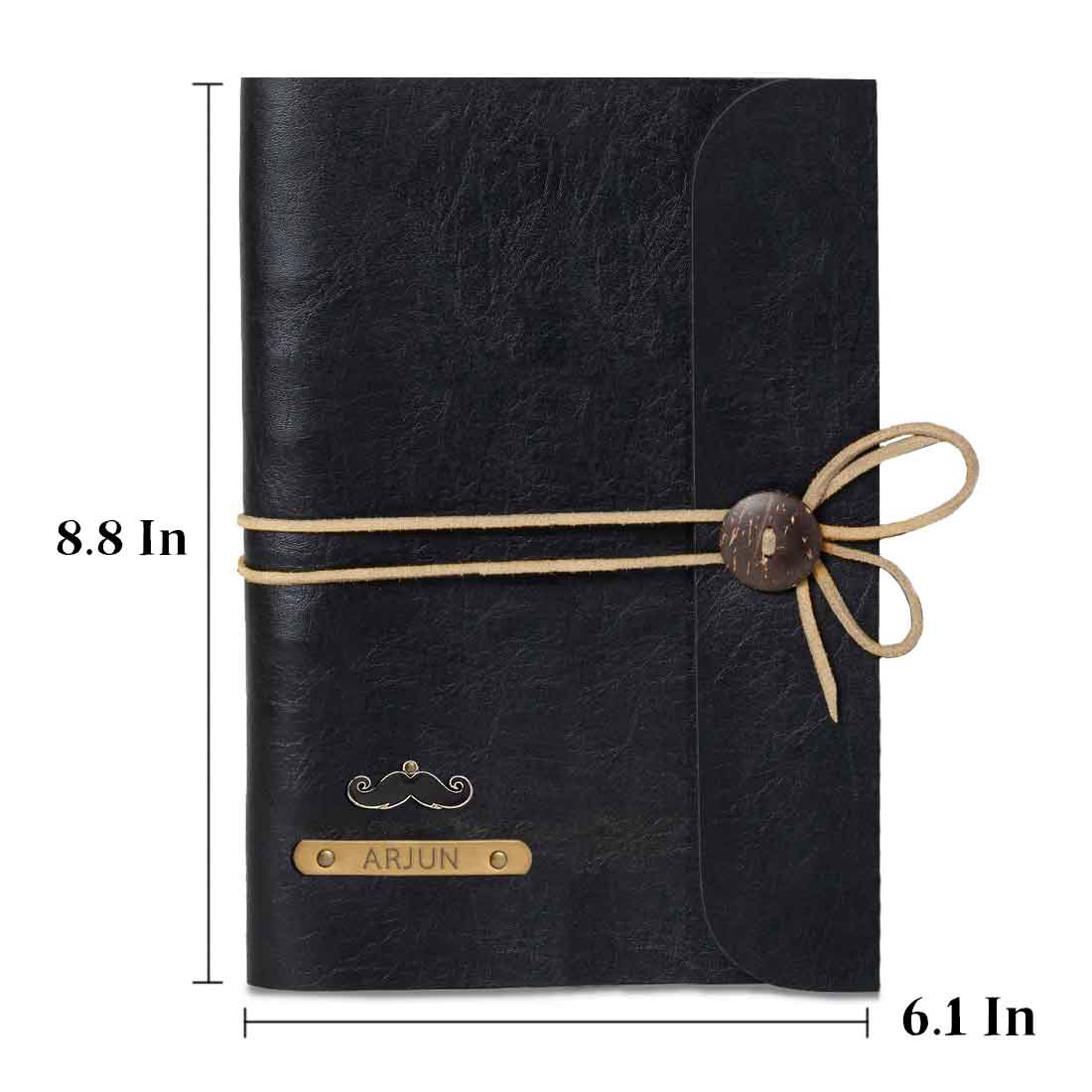 Personalized Diary with Name and Charms - Premium PU Leather Diaries and Black Pen