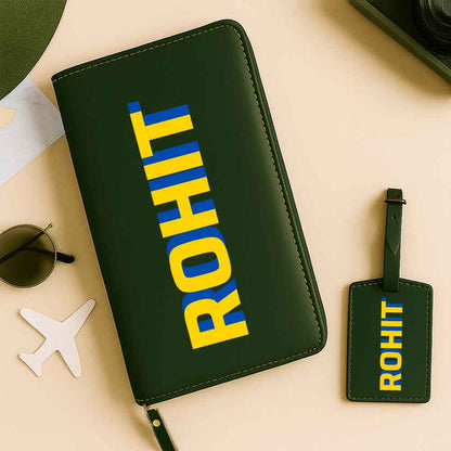 Customized Passport Case with Card Slots Faux Leather Travel Wallet & Luggage Tag Set