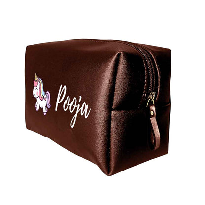 Custom Organizer Pouch with Name - Unicorn Design Premium Leather Pouch