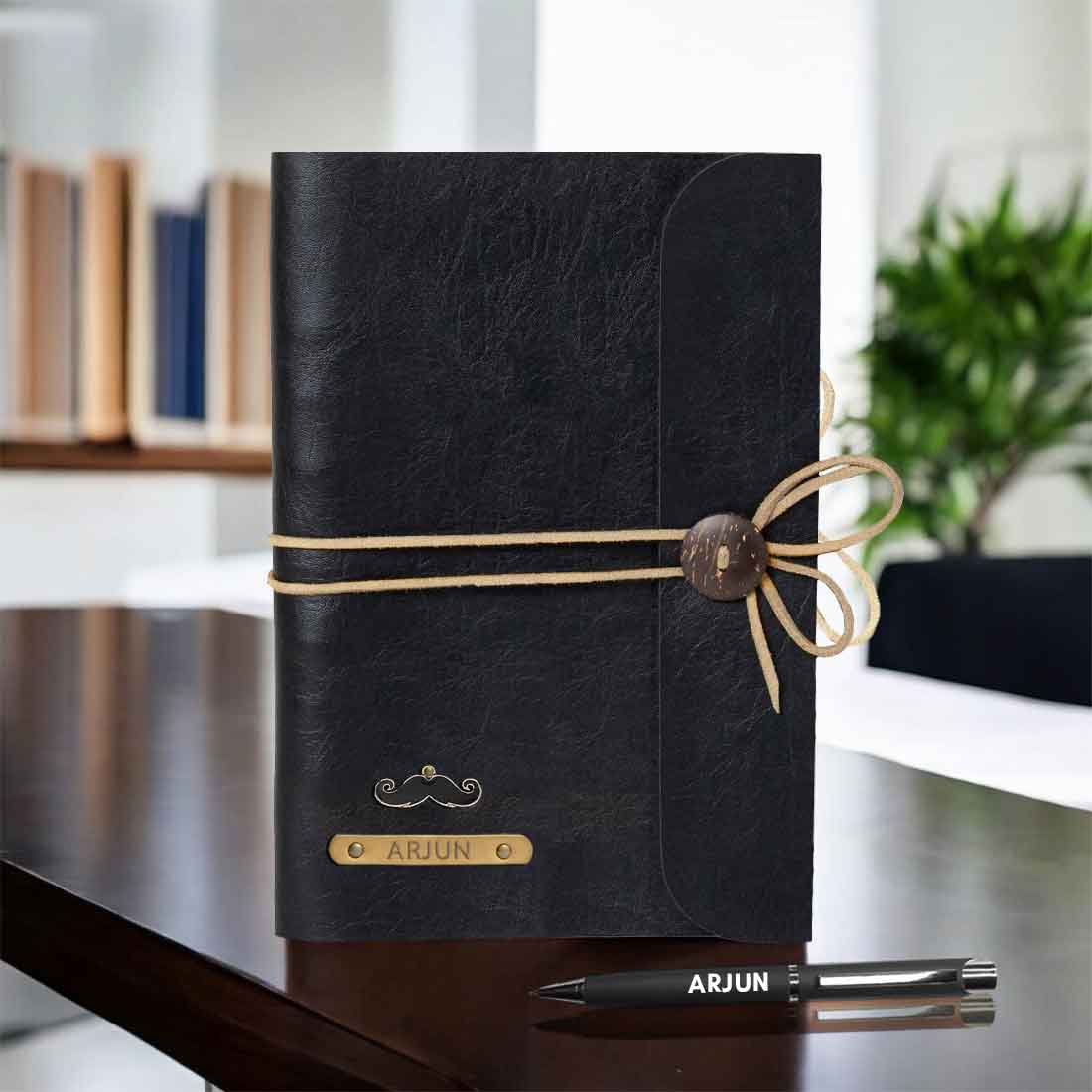 Personalized Diary with Name and Charms - Premium PU Leather Diaries and Black Pen