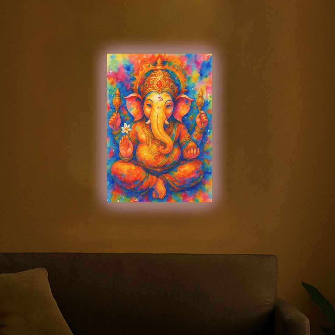Ganesh ji Photo Frame with Glowing LED Backlight, HD Print– Ideal for Home Temple, Décor, or Gifting