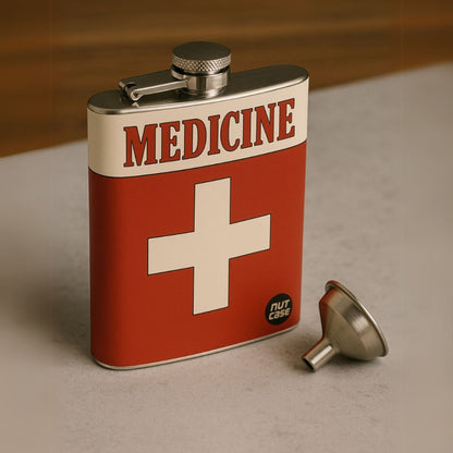 Designer Hip Flask 9 Oz- Nutcase - Free Funnel Along-Medicine Storage