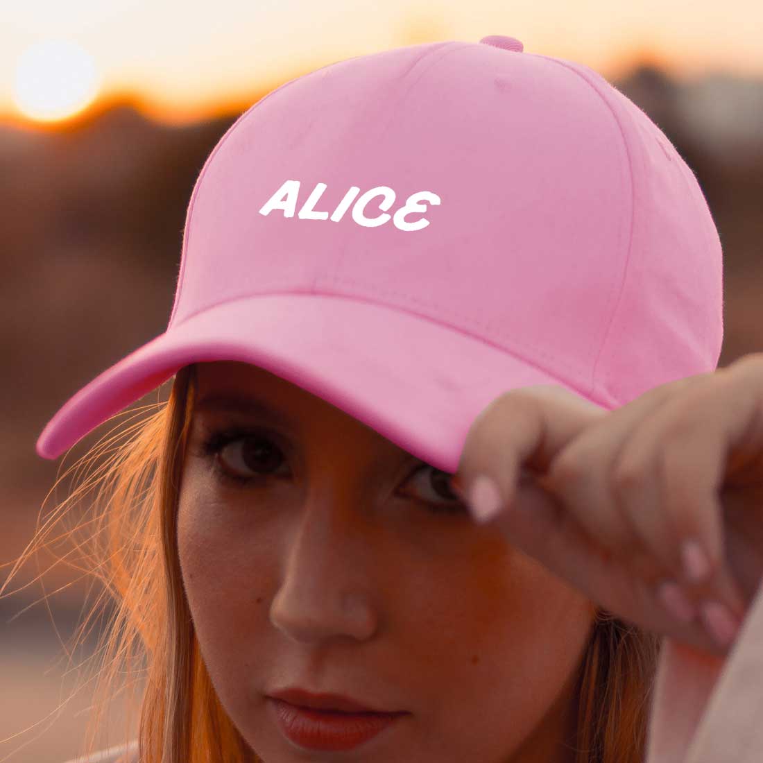 Customized Caps with Name for Women-Pink