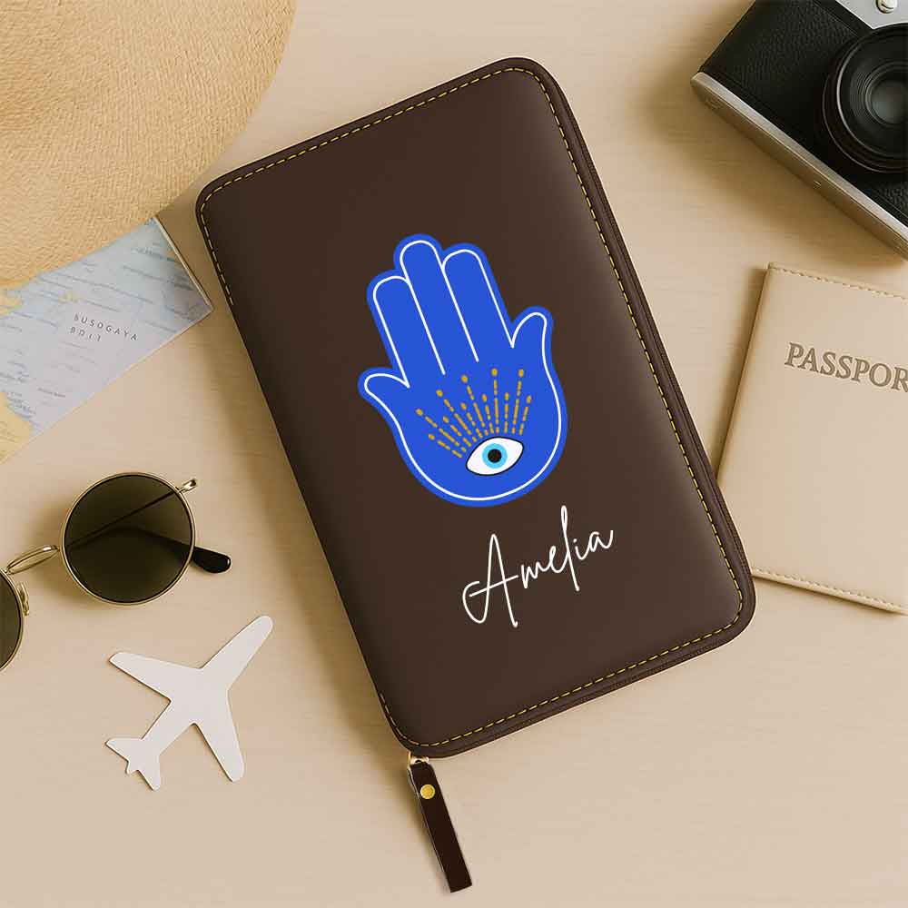 Passport Cover Personalised with Name Faux Leather Travel Wallet  & Luggage Tag Set