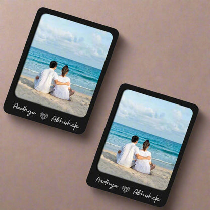 Fridge Photo Magnets Polaroid Styled with Slide-in Picture Mechanism-Set of 2