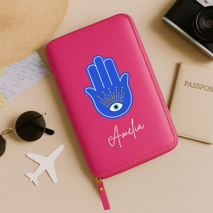 Passport Cover Personalised with Name Faux Leather Travel Wallet  & Luggage Tag Set