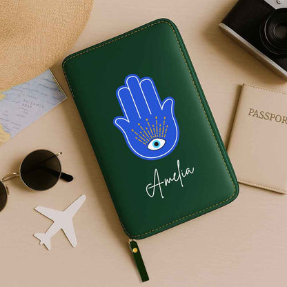 Passport Cover Personalised with Name Faux Leather Travel Wallet  & Luggage Tag Set