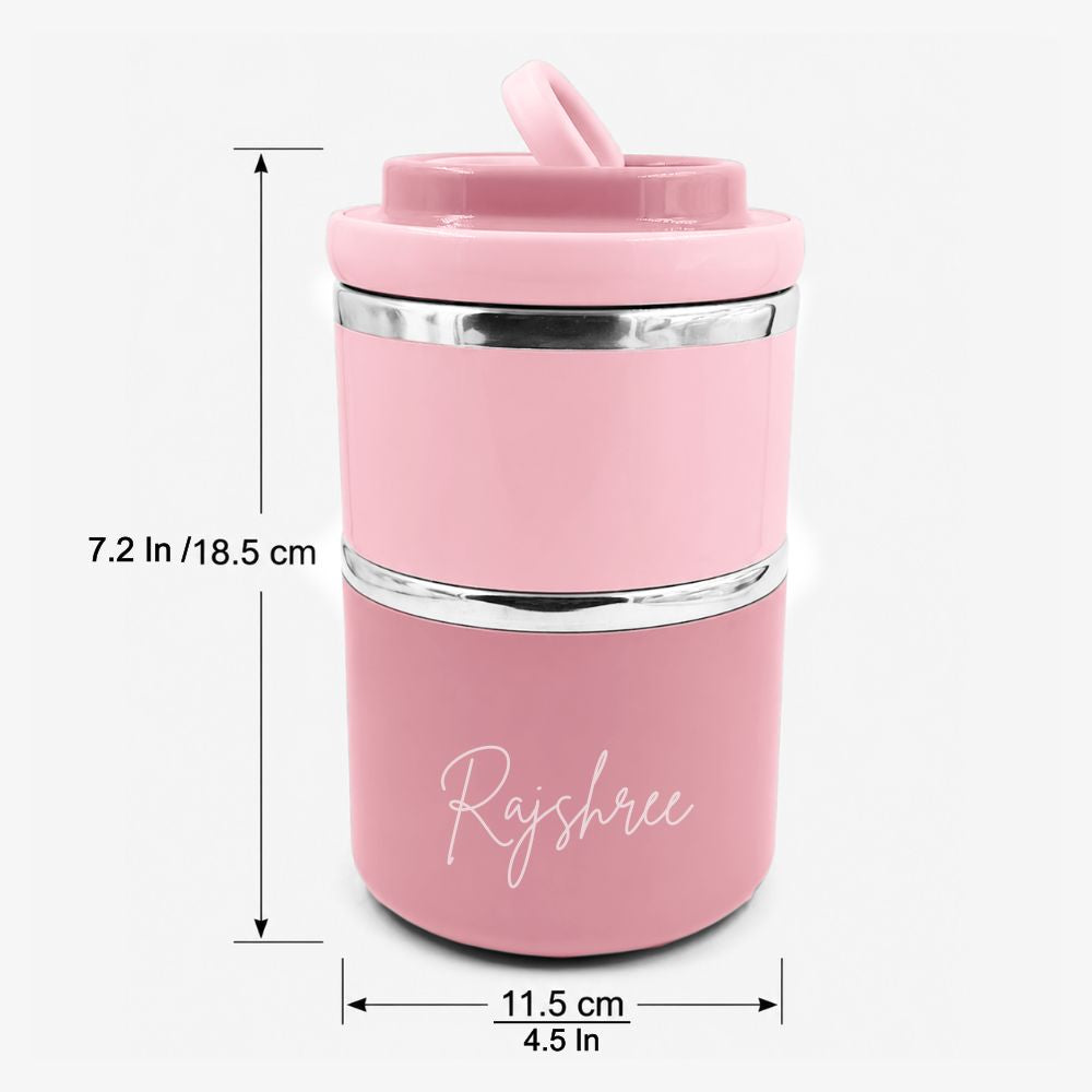 Customised Tiffin Box | 2-Layer Stainless Steel Lunch Box for Kids | BPA Free | Food Grade | Leakproof