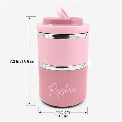Customised Tiffin Box | 2-Layer Stainless Steel Lunch Box for Kids | BPA Free | Food Grade | Leakproof