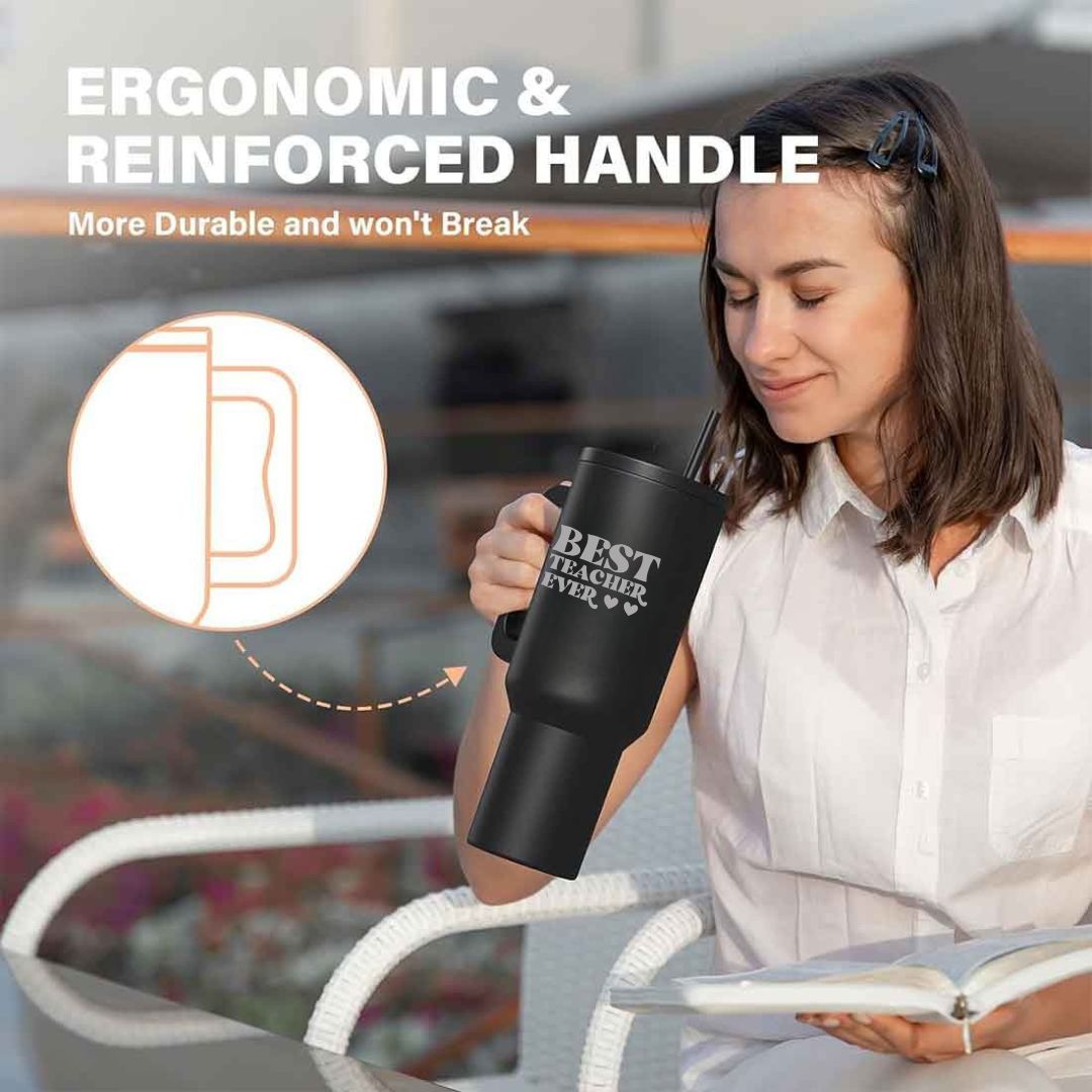 Teacher Day Gift Insulated Tumbler 1200ml with Straw and Lid Large Travel Cups