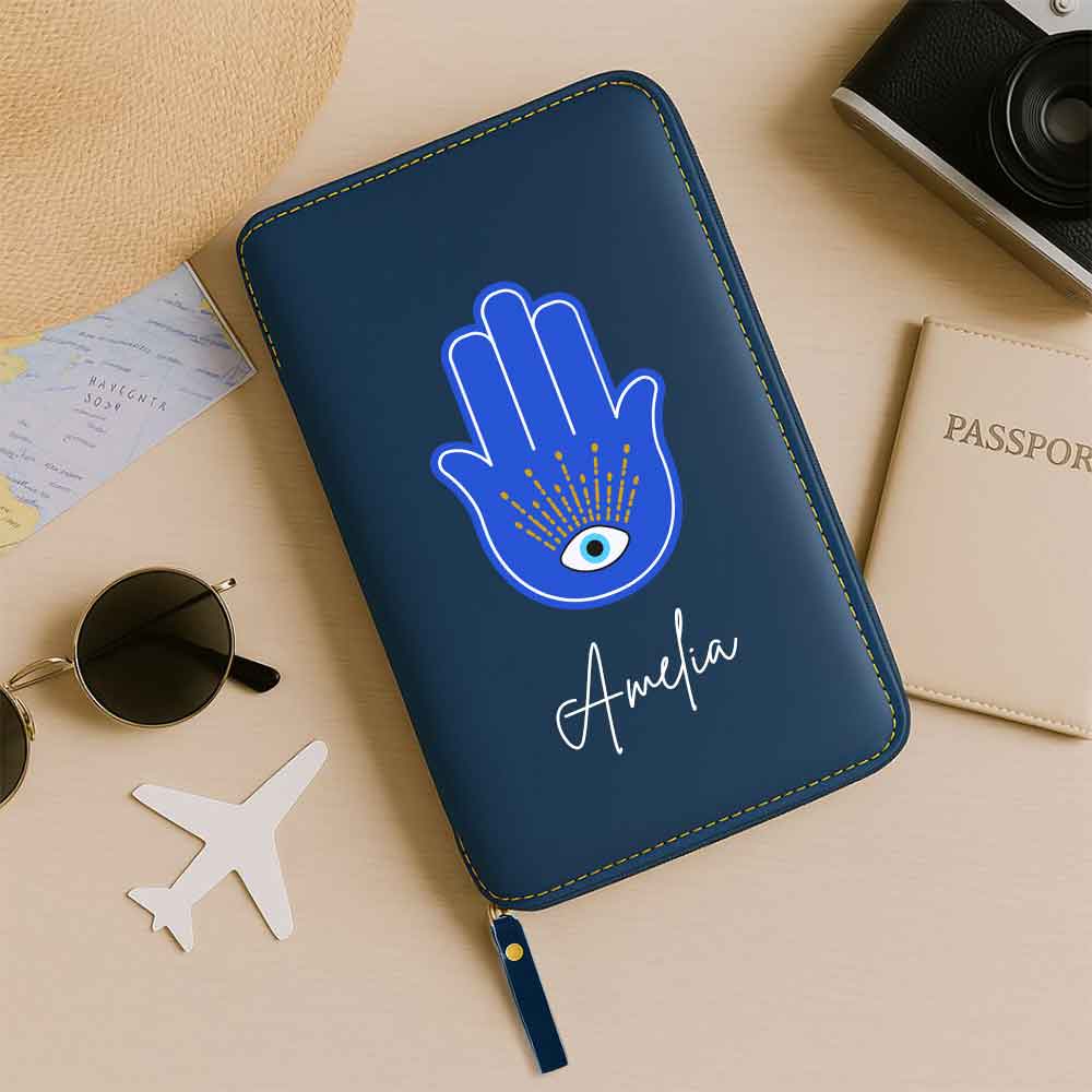 Passport Cover Personalised with Name Faux Leather Travel Wallet  & Luggage Tag Set