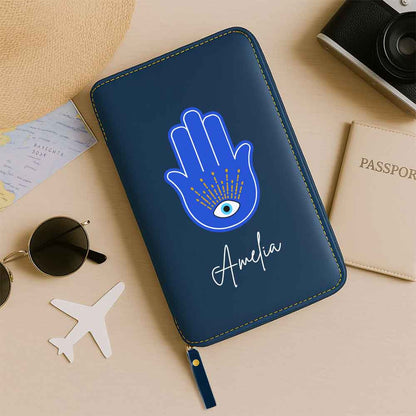 Passport Cover Personalised with Name Faux Leather Travel Wallet  & Luggage Tag Set