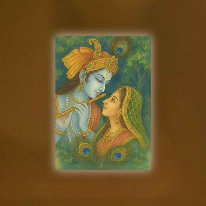 Radha Krishna Photo Frame with LED Backlight, HD Print– Perfect for Home Temple, Décor, or Gifting