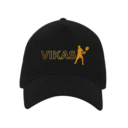 Nutcase Cap Black Colour - Customized with Golden Name - Badminton