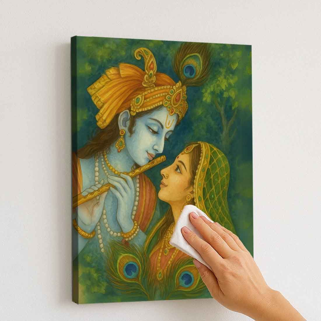 Radha Krishna Photo Frame with LED Backlight, HD Print– Perfect for Home Temple, Décor, or Gifting