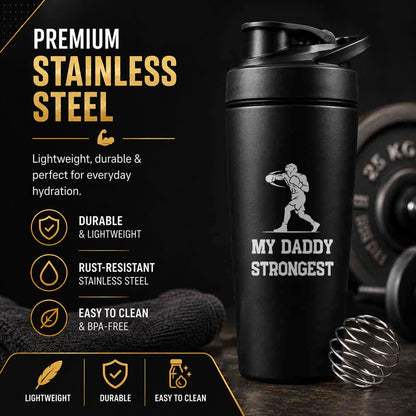 Gym Shaker for Dad | Custom Designer Black Protein Bottle for Father's Day