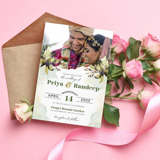 Marriage Invitation Card Design with Photo - Custom Weding Card-6x9 Inches (Acrylic or Satin on Paper Board)(25 pcs)