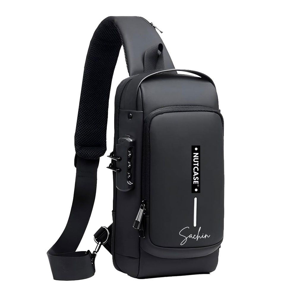 Crossbody Bag for Men | Personalized Sling Bag Side Backpack with USB Charging & Anti-Theft Lock