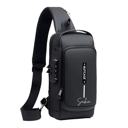 Crossbody Bag for Men | Personalized Sling Bag Side Backpack with USB Charging & Anti-Theft Lock