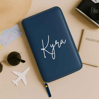 Personalized Passport Wallet with Name Faux Leather Travel Organizer & Luggage Tag Set