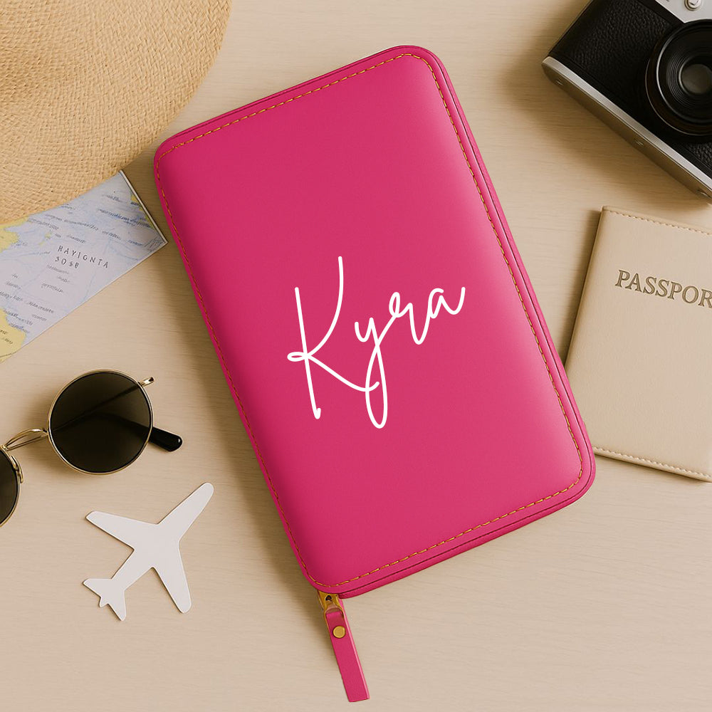 Personalized Passport Wallet with Name Faux Leather Travel Organizer & Luggage Tag Set