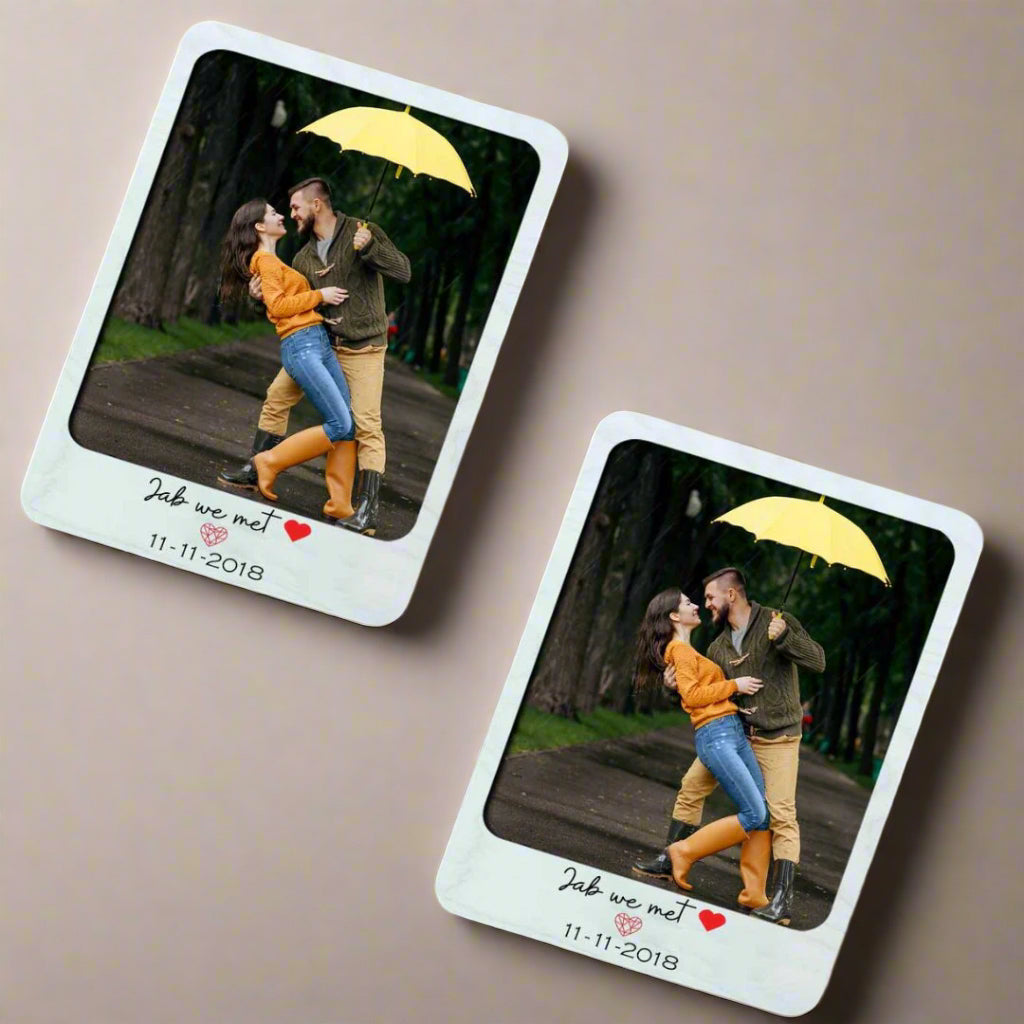 Fridge Photo Magnets Polaroid Styled with Slide-in Picture Mechanism-Set of 2