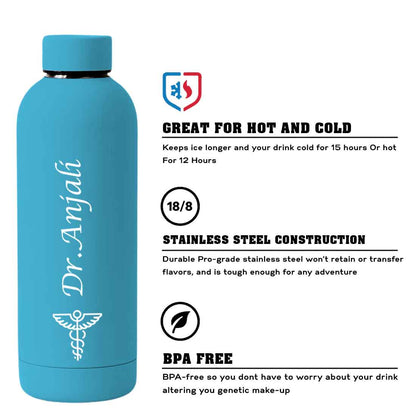 Custom Insulated Water Bottles for Doctors - Stainless Steel, BPA-Free, Leakproof Water Bottles for Travel, Hospital, Gym, and Home