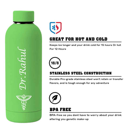 Custom Insulated Water Bottles for Doctors - Stainless Steel, BPA-Free, Leakproof Water Bottles for Travel, Hospital, Gym, and Home