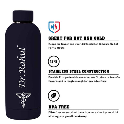 Custom Insulated Water Bottles for Doctors - Stainless Steel, BPA-Free, Leakproof Water Bottles for Travel, Hospital, Gym, and Home