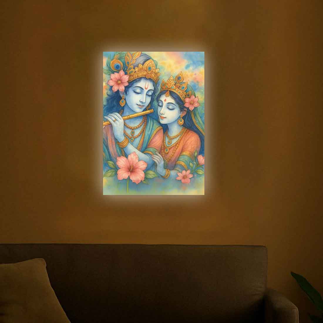 Divine Krishna Radha Frame with LED lighting – Ideal for Décor, Pooja Room, or Gift