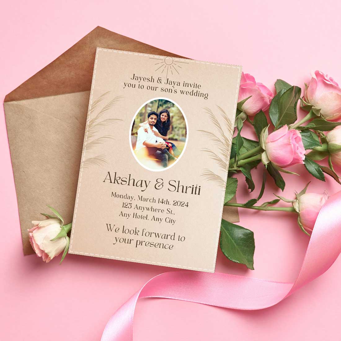 Picture Wedding Invitations Card -  Personalized Marriage Invite Card