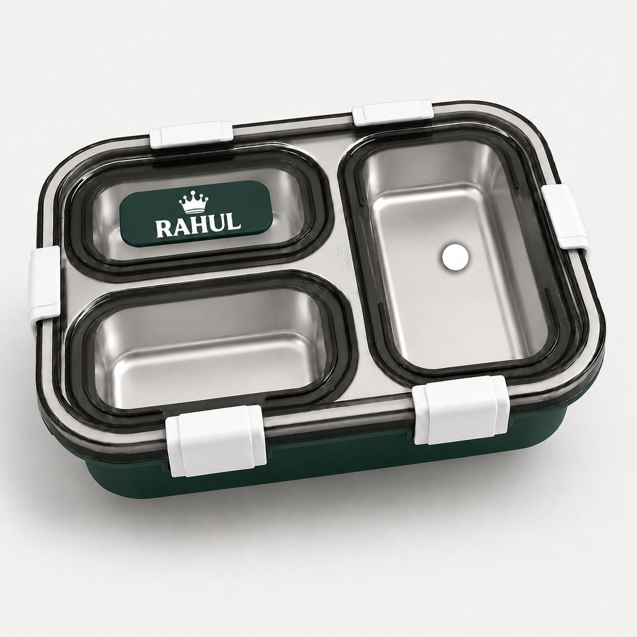 Personalized Kids Stainless Steel Lunch Box – 3-Compartment Leak-Proof