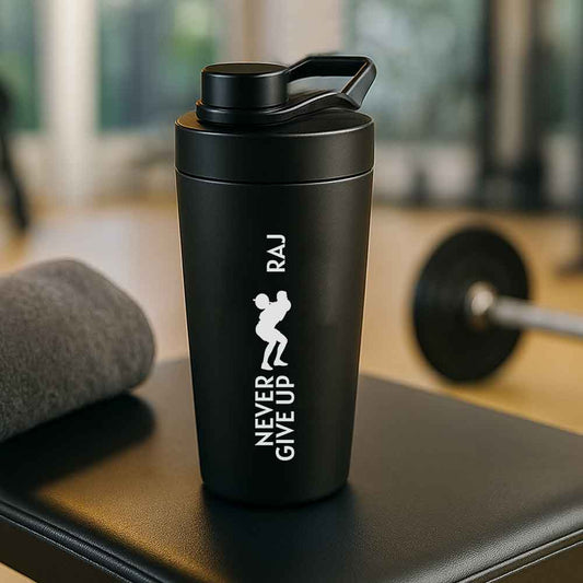 Customised Weight Gainer Shaker Bottle Stainless Steel Protein Mixer with Whisk Ball
