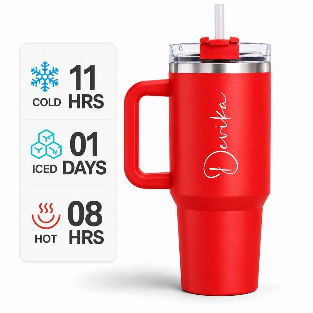 Personalized 1200ml Tumbler Large Insulated Travel Mug-Stainless Steel Vacuum Cups with Handle, Straw Lid