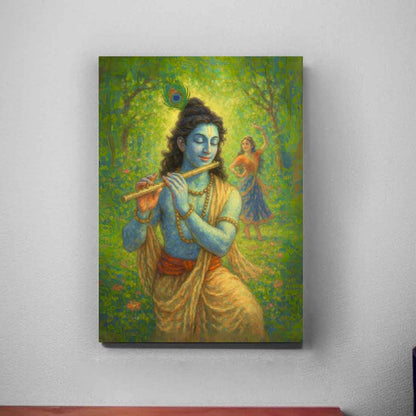 Radha Krishna Photo Frame with Light, HD Print– idea for Home Temple, Décor, or Gifting