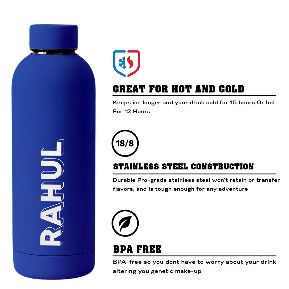 Personalized Rakhi Gift Set for Brother – Insulated Name Bottle & Evil Eye Rakhi