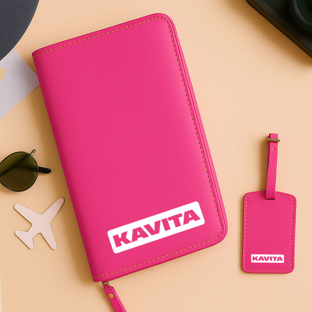 Customized Passport Case with Name Faux Leather Passport Wallet & Luggage Tag Set