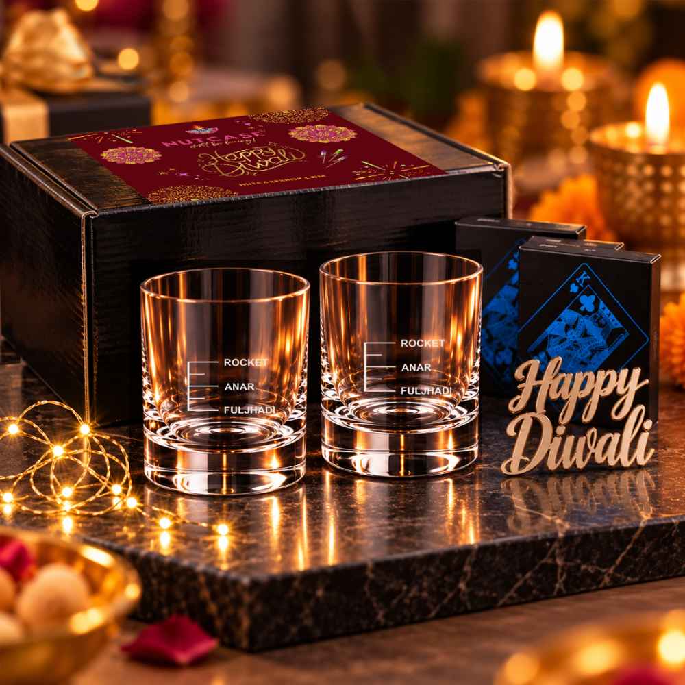 Peg Measurement Glasses – Diwali Card Party Gift with Premium Playing Cards