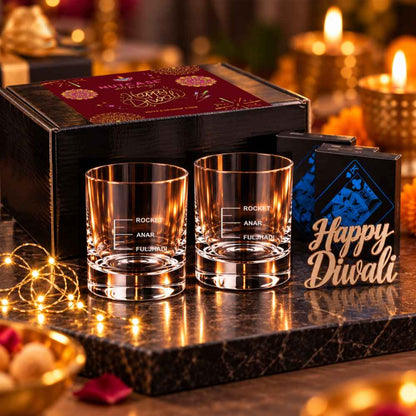 Peg Measurement Glasses – Diwali Card Party Gift with Premium Playing Cards