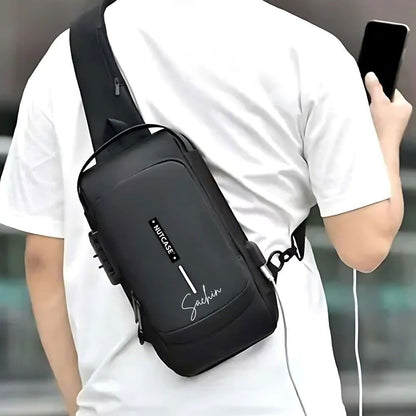 Crossbody Bag for Men | Personalized Sling Bag Side Backpack with USB Charging & Anti-Theft Lock