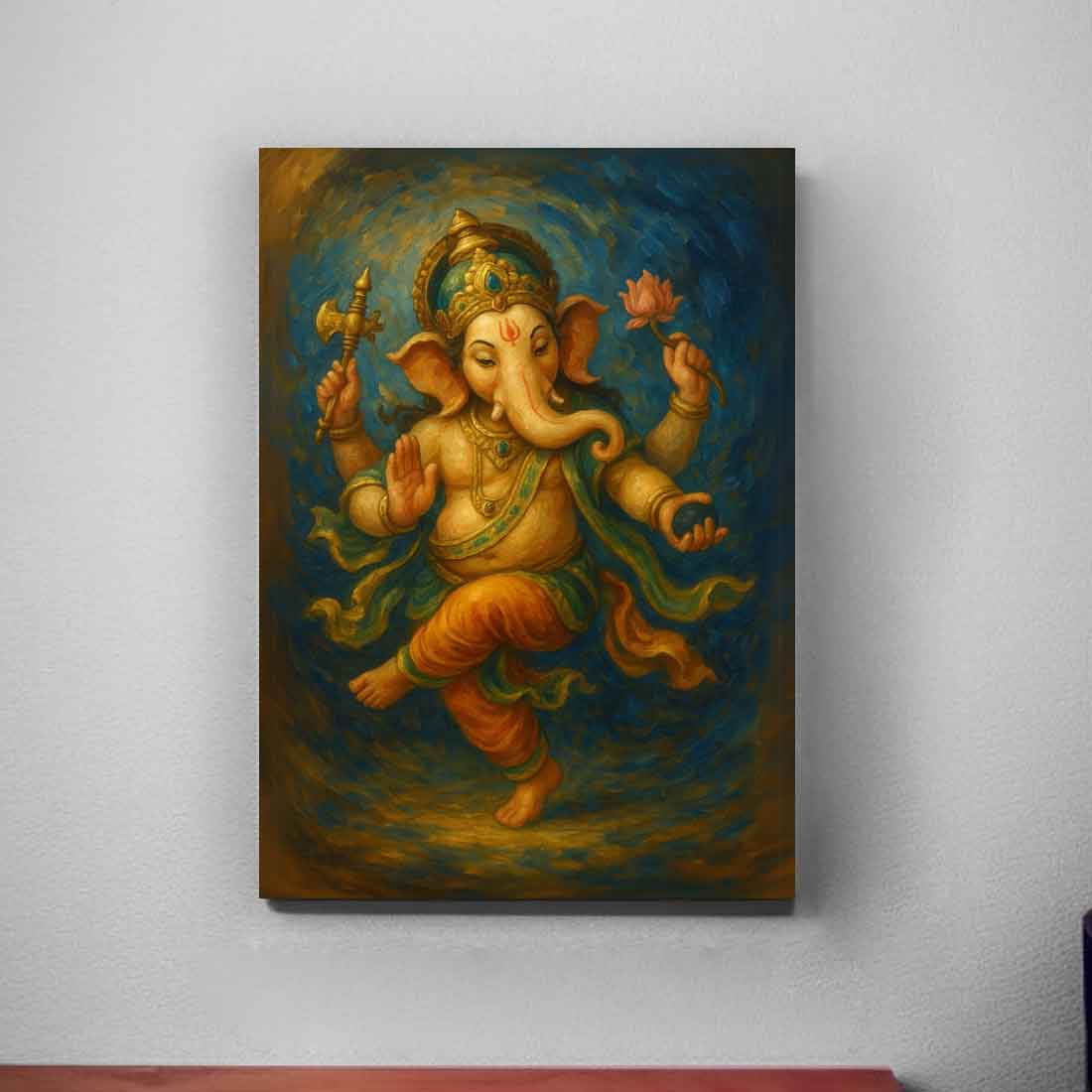 Ganpati Photo Frame for Wall with LED Light, HD Print– idea for Home Temple, Décor, or Gifting